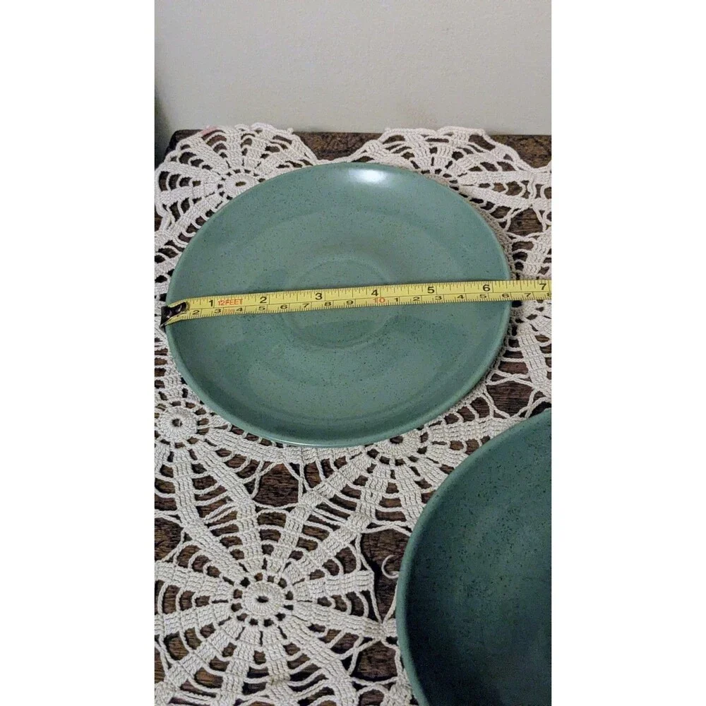 Vintage Taylor Smith Taylor Pebbleford Teal Oval Vegetable Bowl & Saucer,...
